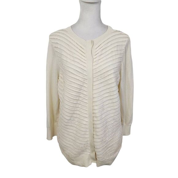 H By Halston Cream Cardigan Sweater Size Medium Cream Sweater - Picture 1 of 7